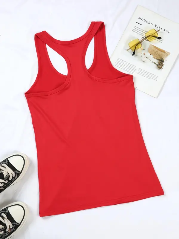 Women's Solid Round Neck Tank Top, Summer Clothes, Casual Sleeveless Crew Neck Top for Summer, Ladies Clothes for Daily Wear 6