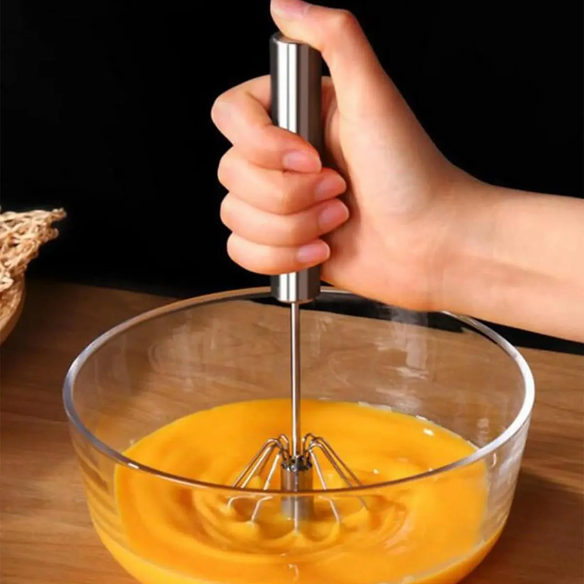 Stainless Steel Egg Beater, Semi-automatic Rotating Egg Whisk, Manual Egg Mixer for Baking, Kitchen, Gadgets for The Home Canteen, Kitchen Accessories, Halloween Gifts