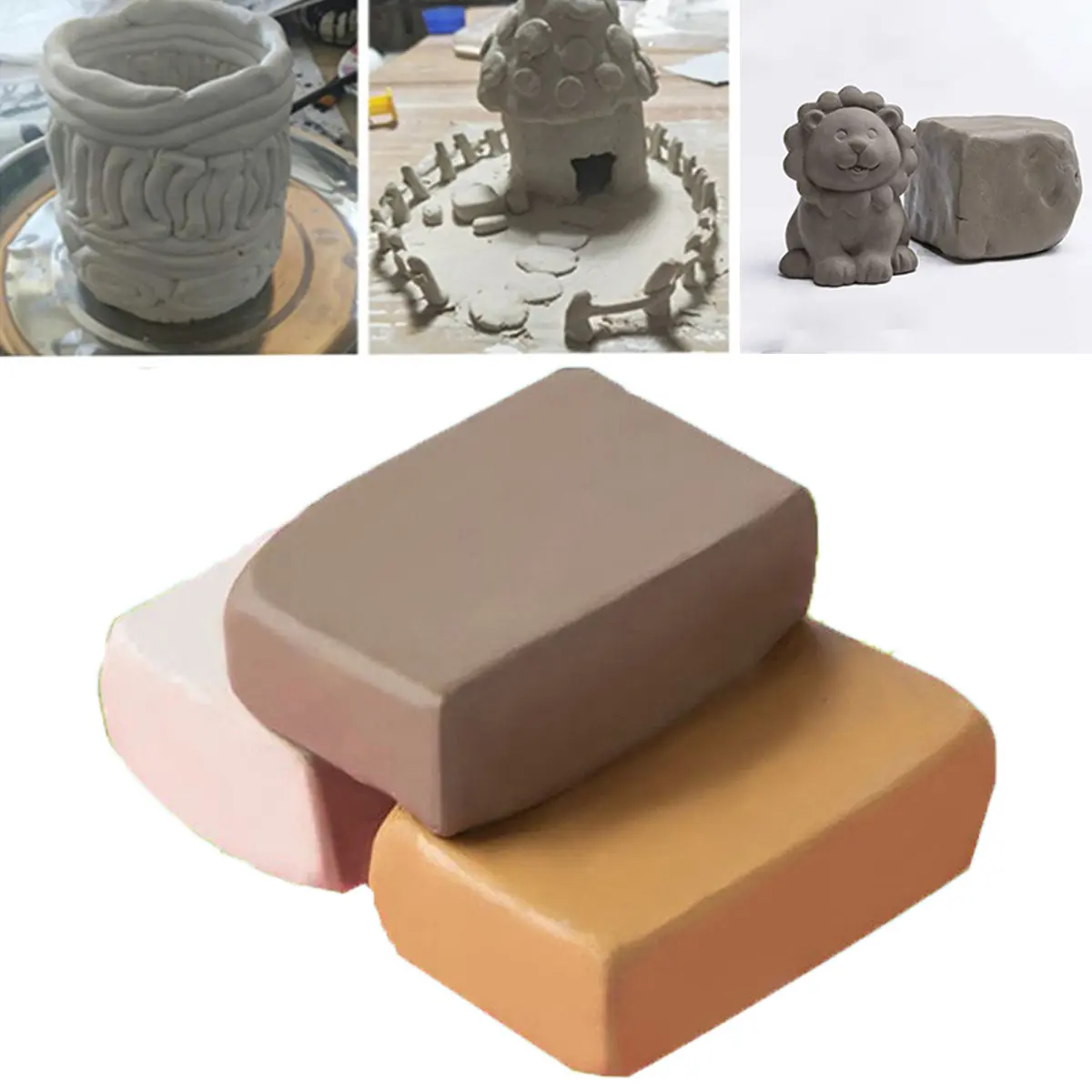 500g Pottery Clay Air-Hardening Modeling Clay Natural Air-Dry Non-Toxic ...