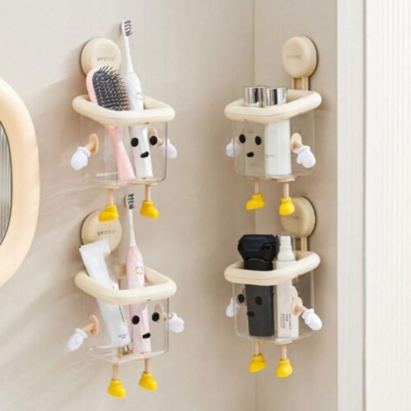 Product Introduction of New Transparent Toothbrush Holder Wall-mounted Suction Cup Toilet Storage Rack No Punching Multifunctional Bathroom Storage Box 10