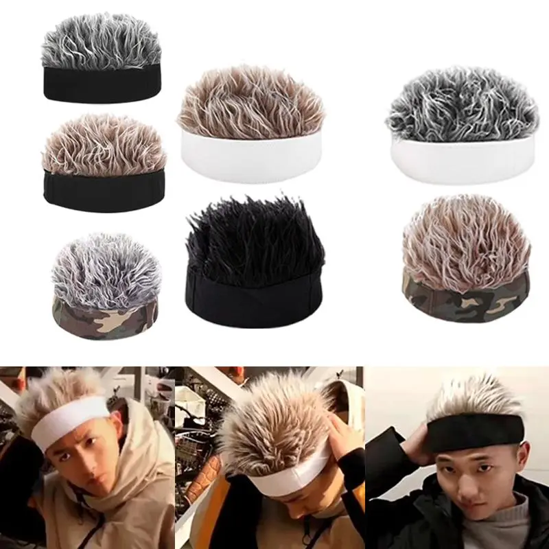 Men's Unisex Punk Rock Cap for Outdoor with Funny Fake Hair, Wig Style#TikTokFashion #OutdoorStyle #PunkLook