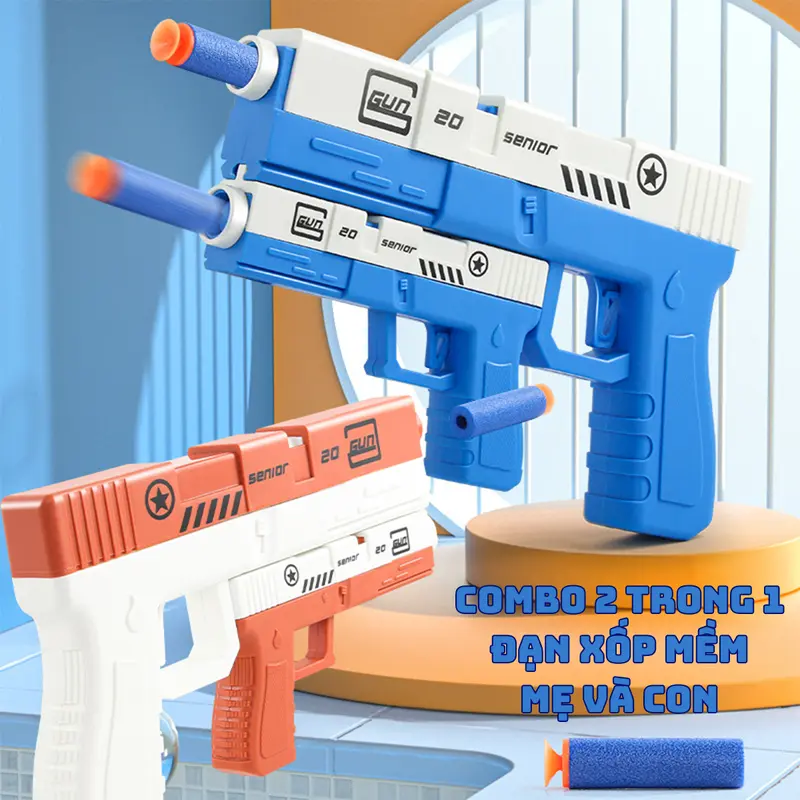 ComBo 2 Đồ Chơi Nerf Bắn Đạn Xốp Mềm Fullbox Kèm 20 Viên Đạn Xốp  2023 - An Toàn - Có Thể Tháo Rời - Mua 1 Được 2.m1911.sung mini.sung đồ chơi.súngngắmbắnđạn xốp Toy Pin 0