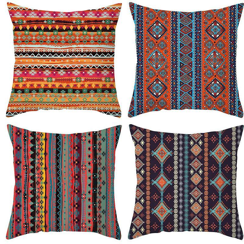 Product Introduction of Boho Style Geometric Pattern Cushion Cover, 4 Counts/set Square Throw Pillow Cover, Household Decoration Supplies for Home Living Room Bedroom 0