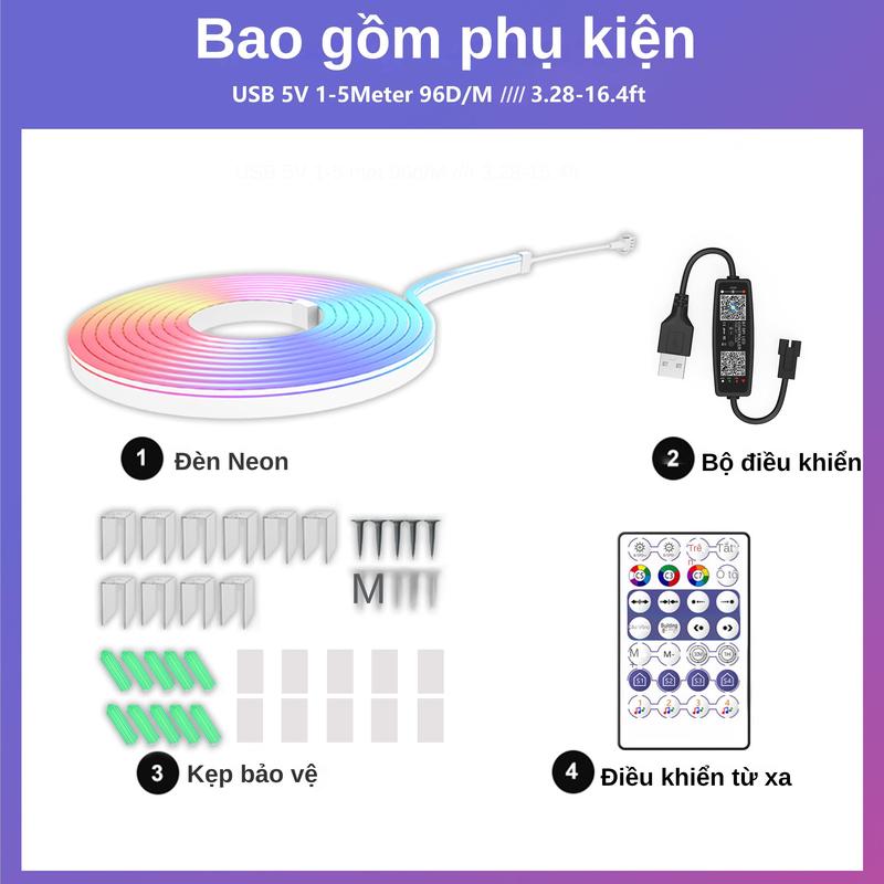 Product Introduction of Dây Đèn Led  5V Thay Đổi Màu Sắc Kèm Điều Khiển Bluetooth  Trang Trí Phòng Khách/ Phòng Ngủ đèn  bàn denled lighting đèn led denled  lighting mart dentrang  trinoel dây  led 220v neon day  led nhịp tim đèn led phát điện đèn  led uốn dẻo đèn  led flex 4