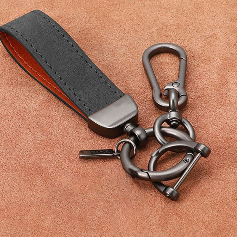 Luxury Matte Leather Keychain Top-end Business Gift For Man Good Quality Black Brown PU Leather Car Key Keyholder Key Chain 1