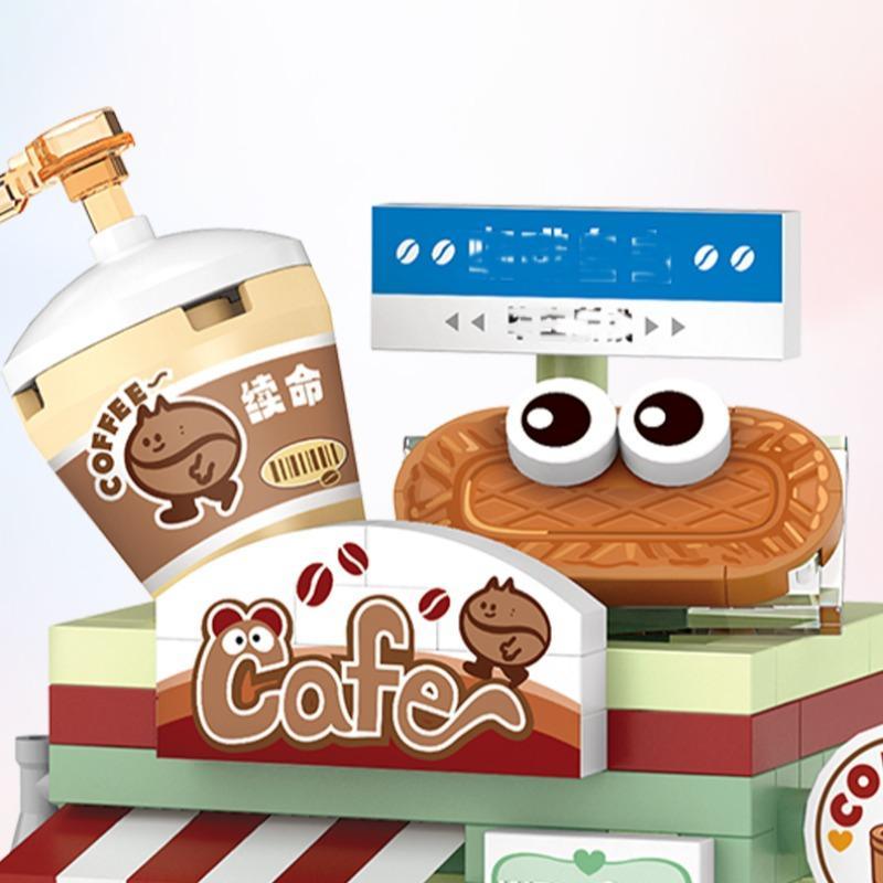 120pcs Coffee Shop Design Micro Building Block Kit, Miniature Cafe Model, Building Toy For Kids, Christmas Gift 4