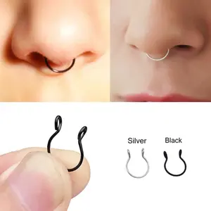 【Yy Barang akan dikirim dalam 24 jam】Cincin Hidung Berbentuk U dari Baja Tahan Karat, Jepitan Hidung, dan Aksesori Tusuk Elektroplating Vakum Kuku Hidung