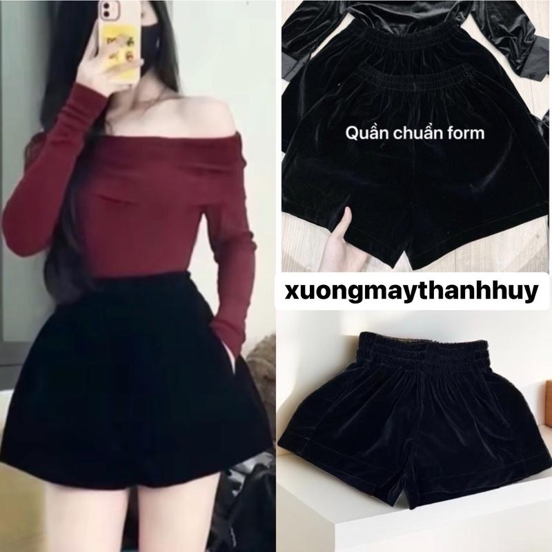   BigSize  Quần short nhung quần short nhung dáng bigsize  quần đùi nhung cạp chun co dãn-M5180 