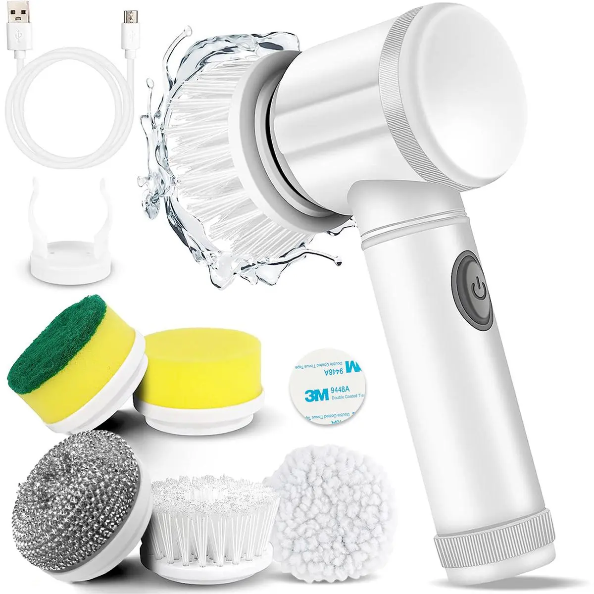 Multifunctional Electric Cleaning Brush with Replacement Brush Heads, 1 Set Household Handheld Cordless Electric Spin Scrubber, Cleaning Gadgets for The Home Kitchen & Bathroom