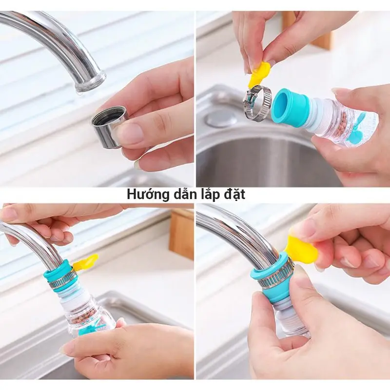 Đầu vòi nước nối rửa chén bát tăng áp xoay 360 độ, chống bắn tia nước 4