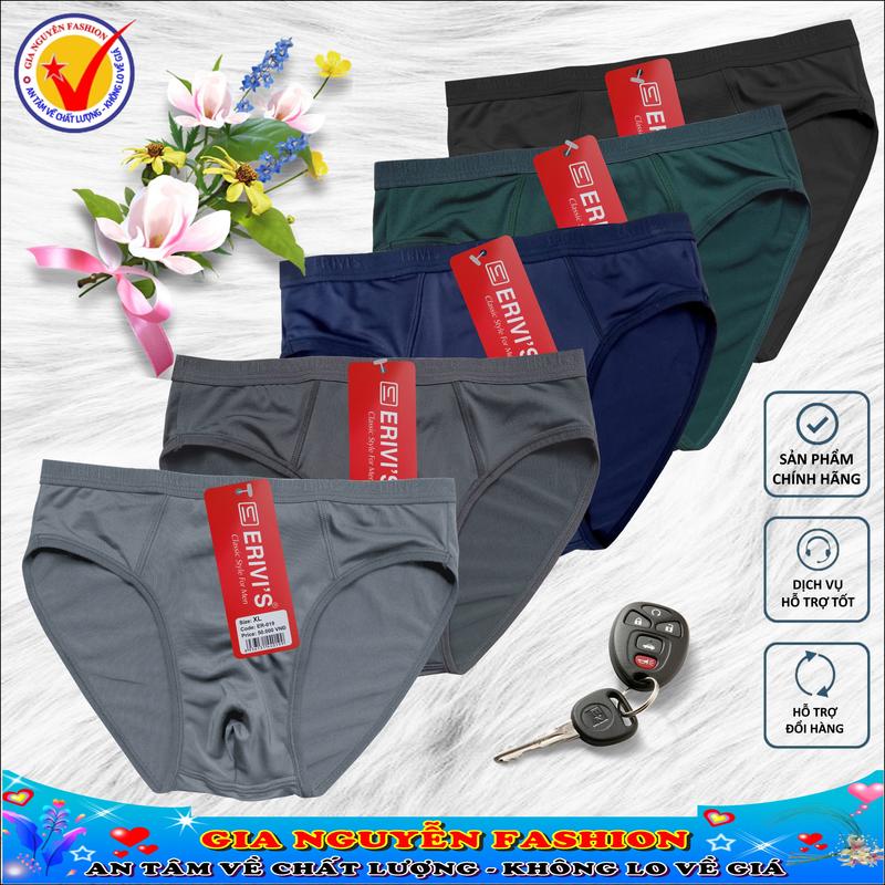 Combo 5 quần lót nam ERIVIS, lưng chữ nổi, chất liệu thun lạnh bốn chiều