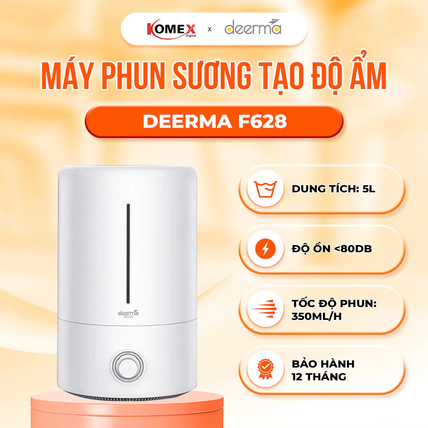 Máy Phun Sương Tạo Ẩm Không Khí Deerma F628/F628S/F600 Dung Tích 5L Tăng Độ Ẩm Nhanh, Cân Bằng Không Khí Máy Khuếch Tán Tinh Dầu Máy Xông Tinh Dầu Phun Tinh Dầu