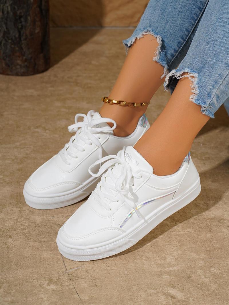 Product Introduction of Women's Fashionable Lace Up Low Top Casual Sneakers, Casual Comfortable Sports Shoes for Daily Wear, Female All-match Round Toe Shoes for Daily Wear 13