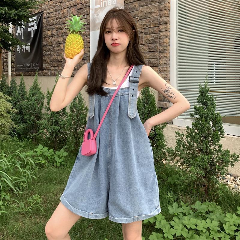 [Hàng chuẩn loại 1] Quần yếm jeans short ống rộng khóa đồng cá tính, năng động, dễ thương 3