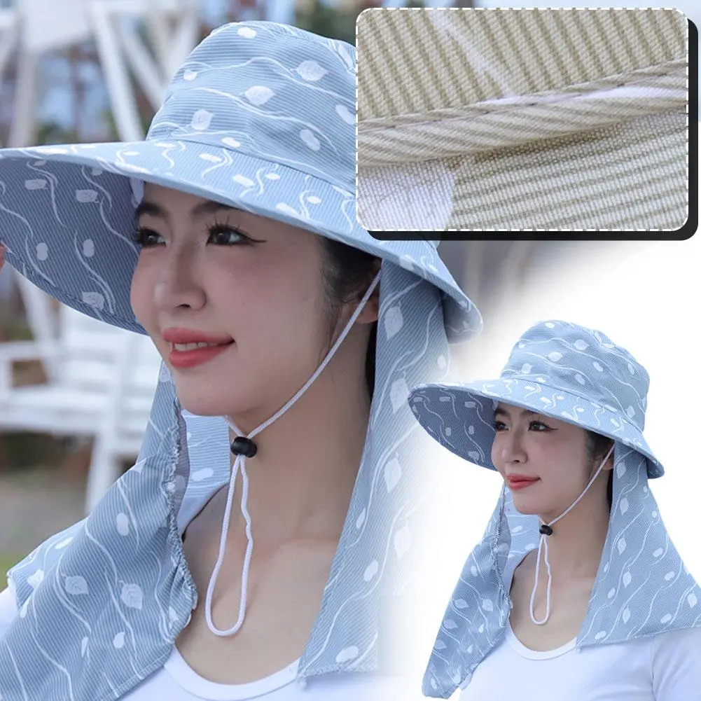 Mũ Chống Nắng Ngoài Trời, Bảo Vệ Cho Nữ, Vành Lớn, Thoáng Khí, Tấm Chắn Tia UV, Có Vạt Cổ Lý Tưởng Cho K8J2