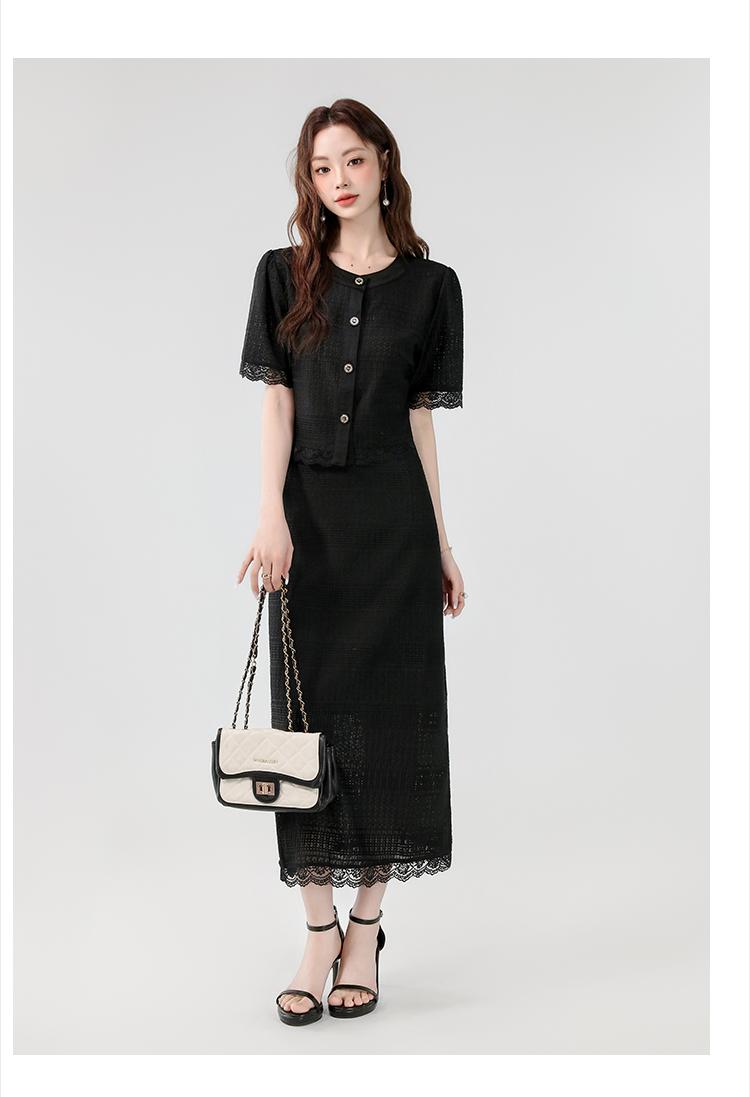 Product Introduction of Exclusive New High-End Dress 2025 Summer New Elegant Small Fragrance Style Heavy Lace Cover-Up Slimming Long Set Dress Luxury Women's Fashion 10