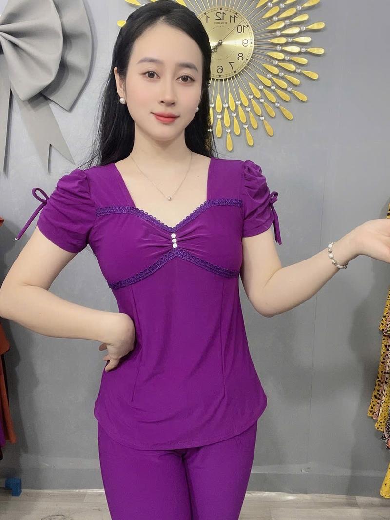 Product Introduction of - Đồ bộ thiết kế thun ladong màu , cổ tim phối ren !!! 11