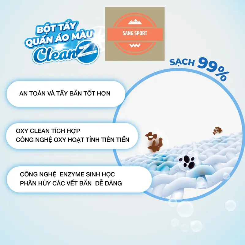 Bột tẩy vết bẩn đa năng Oxi Clean Z- Tẩy vết bẩn, nấm mốc, ố vàng, khử khuẩn an toàn Làm Sạch 6