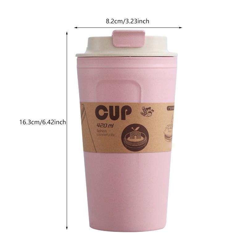 Bamboo Fiber Water Bottle, 1 Count Portable Water Cup with Straw, Leak-proof Drinking Cup for Home & Office & School 3
