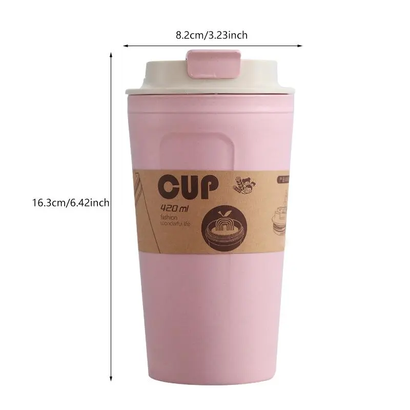 Bamboo Fiber Water Bottle, 1 Count Portable Water Cup with Straw, Leak-proof Drinking Cup for Home & Office & School 3