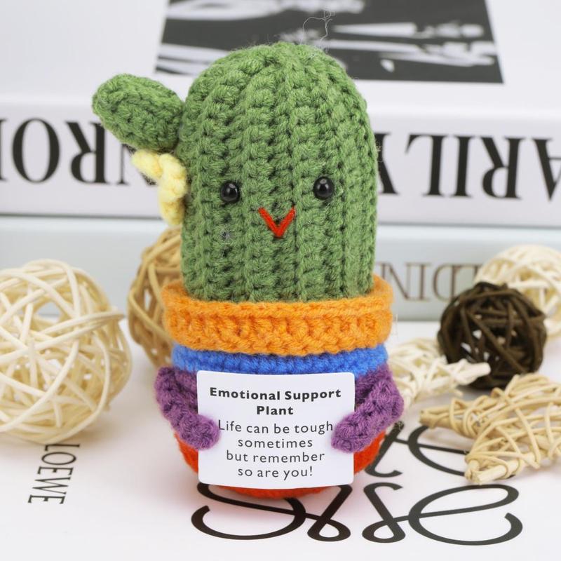 Product Introduction of Crochet Cactus Design Ornament, 1 Count Emotional Support Plant Themed Decoration, Creative Positive Home Decor for Living Room Bedroom Office 3