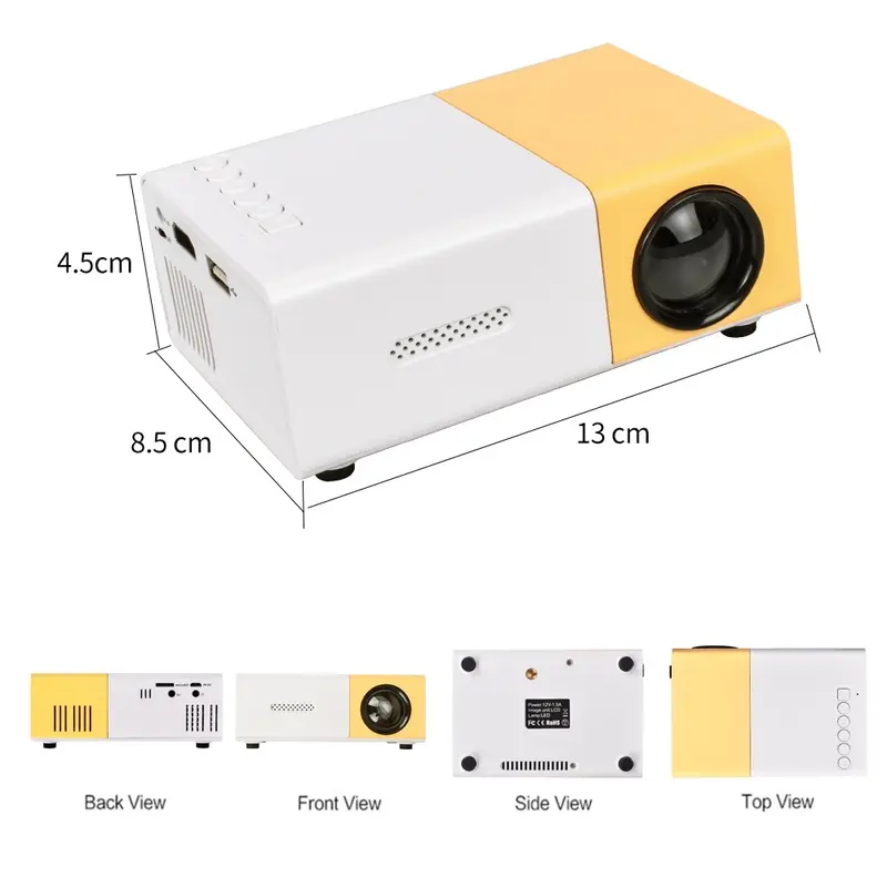 Máy Chiếu Mini, Cho Điện Thoại Di Động, Rạp Hát Gia Đình Cầm Tay Giá Rẻ, Máy Chiếu LED, Máy Chiếu Pico, Yg300, Tương Thích Với USB Và HDMI, Máy Chiếu Máy Tính Xách Tay, Thích Hợp Cho Rạp Hát Tại Nhà Projector 4