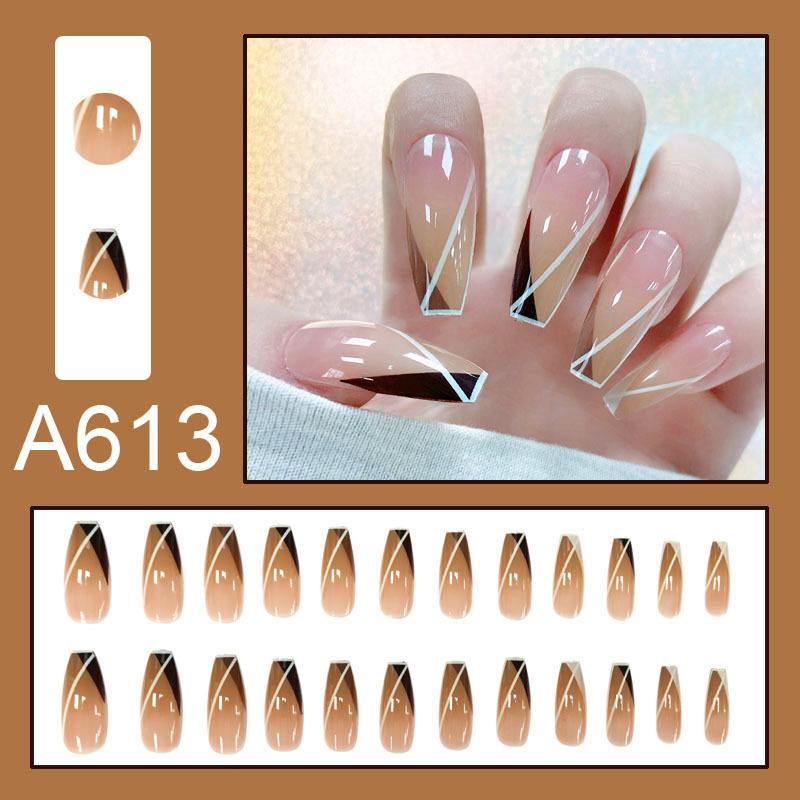 Product Introduction of Summer Autumn Gentle Simple Pure Desire Style Wearable Nail Tips Printed Solid Color French Style Detachable Fake Nails 14