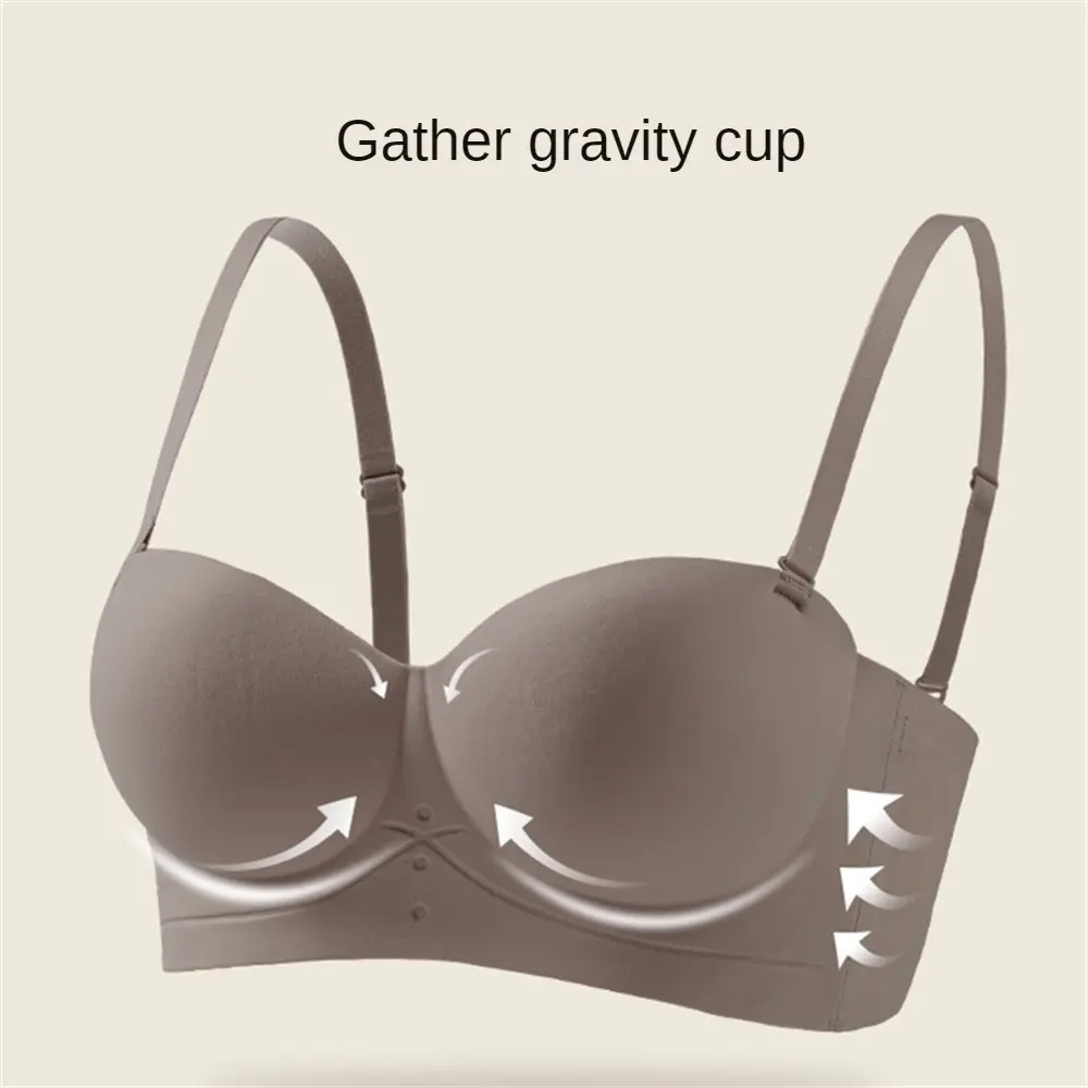 Women's New Bra Seamless Breathable Strapless Nonwire Push Up Bra Fashion Shell Half Thick Cup Bras Underwear
