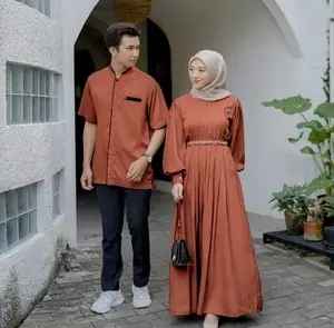 BISA COD - BAJU PASANGAN WANITA MUSLIM / CP MUTIARA DELMI MODERN / Set Baju Couple Pasangan Gamis + koko / SET COUPLE BEST SELLER !!