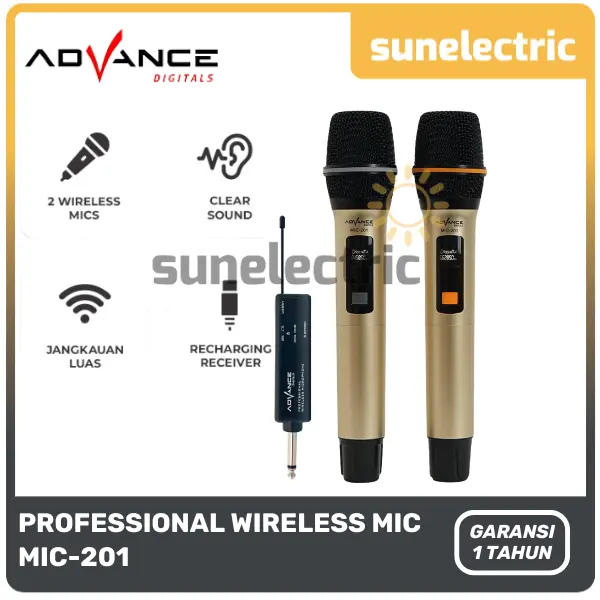 Advance MIC-201 Dua Microphone Wireless Professsional Mic Karaoke ...