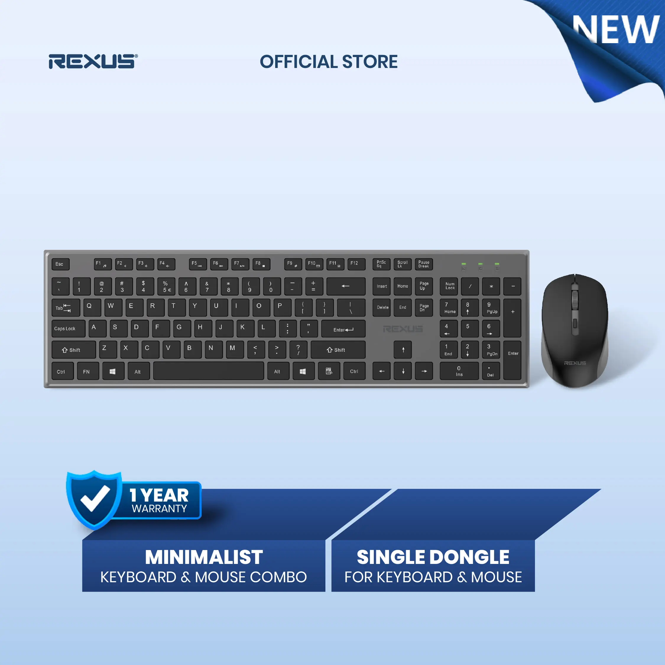 [Exclusive Launch] Rexus TP51 Combo Office 2in1 - Keyboard & Mouse Wireless Minimalist