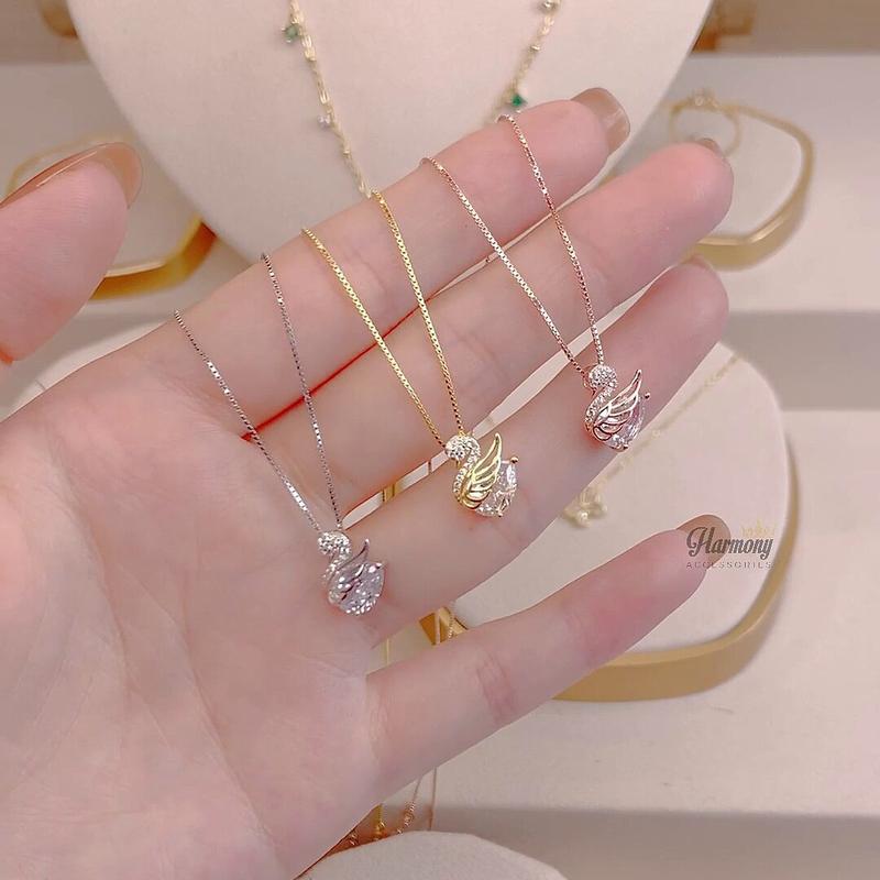 Dây chuyền nữ vòng cổ bạc 925 mặt thiên nga đính đá | TRANG SỨC BẠC HARMONY VC111