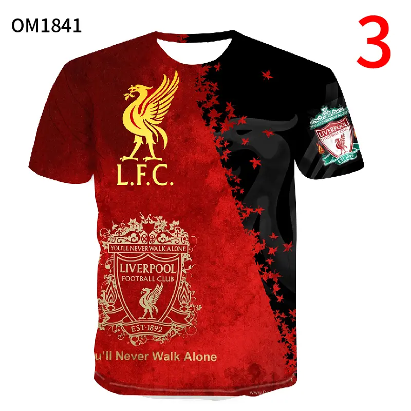 Liverpool F.C., 2005 Football T-shirt Short Sleeve Football Shirt Fashion Top Wear For Men Size S to 5XL Themed short-sleeved T-shirt - red and white patchwork design, classic You'll Never Walk Alone style