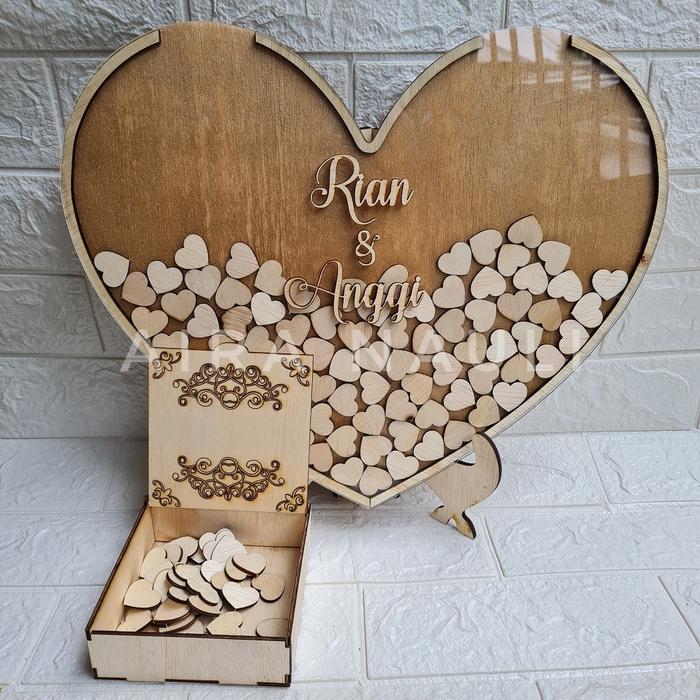 Jual Frame Hati Guest book Heart Wedding Sign Love Acrylic Kartu Ucapan ...