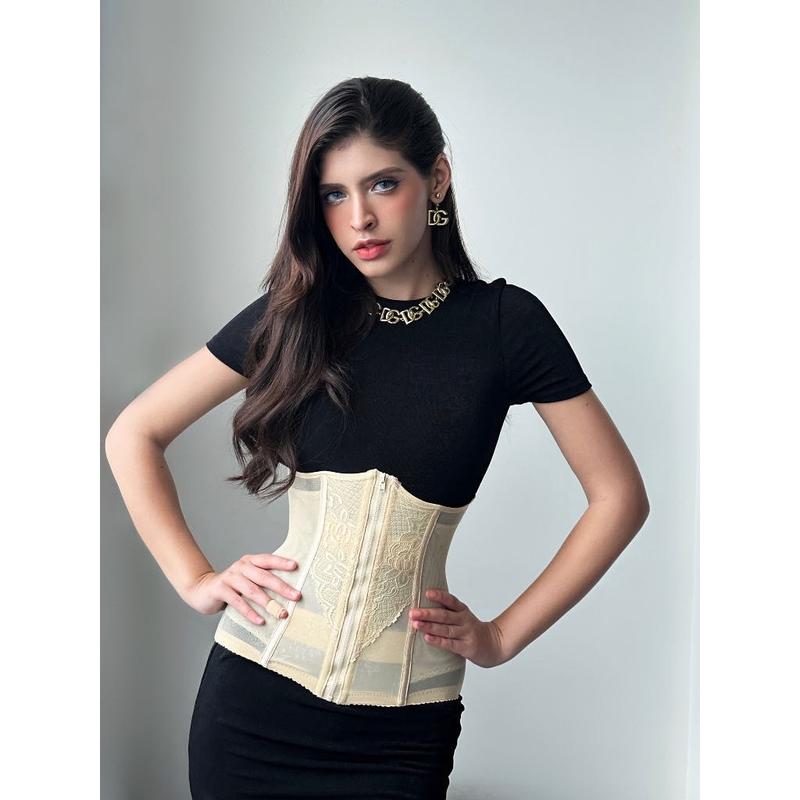 Đai gen bụng , nịt bụng KÉO KHOÁ chất ren mềm ( hàng chuẩn + tặng kèm thước dây )