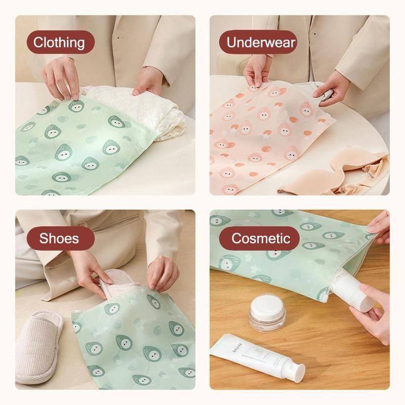 Portable PE Storage Bag Green Pink Multi-sizes Zipper Sealing Bag High Quality Cartoon Nuts Organizing Package Pouch 5