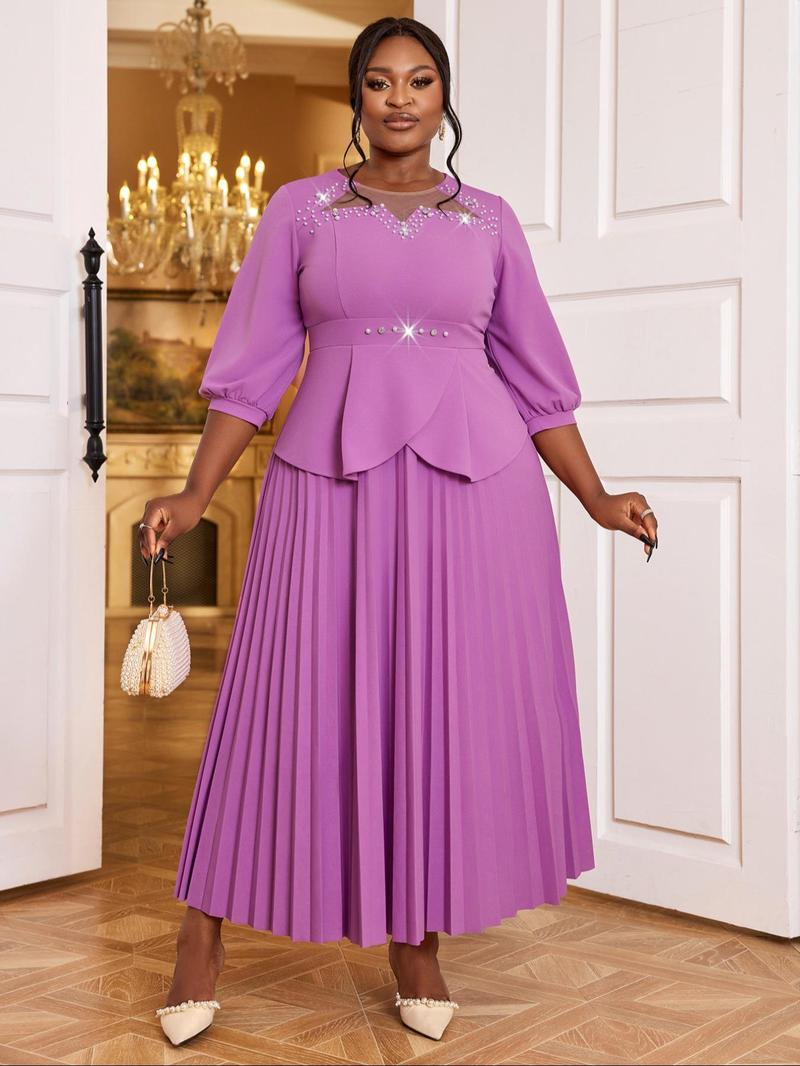 Product Introduction of 【Plus Size】 Glitter Party Dress, Elegant A Line Dress for Party Evening Formal Occasions, Women's Clothes for All Seasons 1