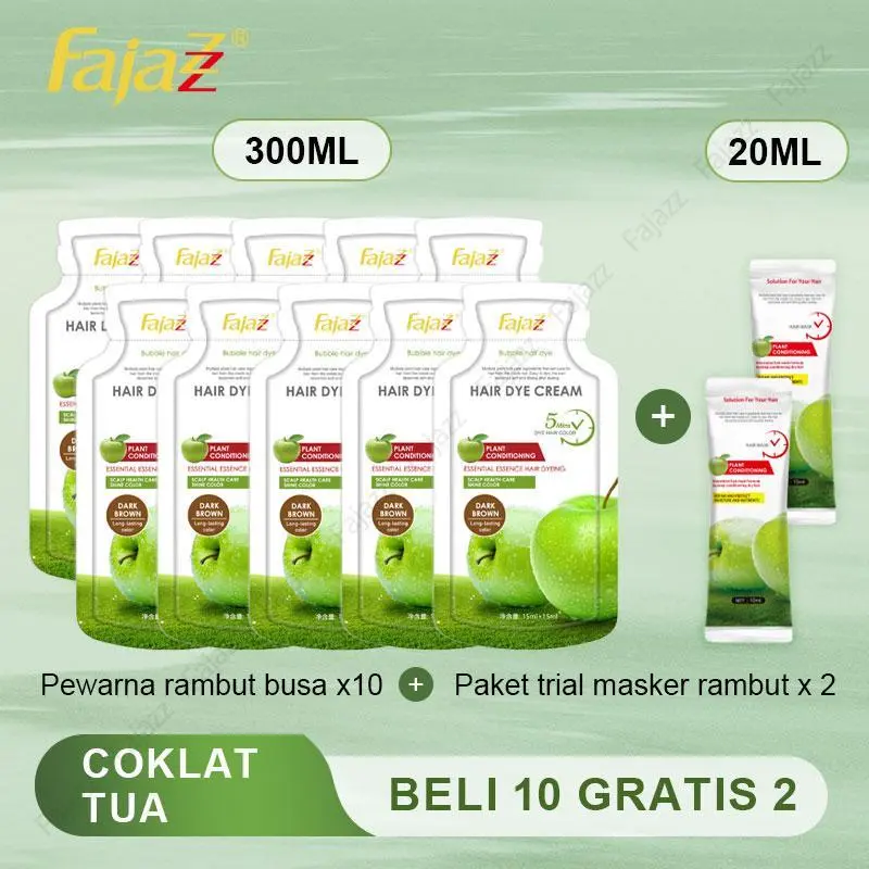 【Beli 10 gratis 2】10pcs setiap kemasan 30ml Cokelat Tua Pewarna Rambut Cepat Bubble Hair Dye Cat Rambut Bahan Alami