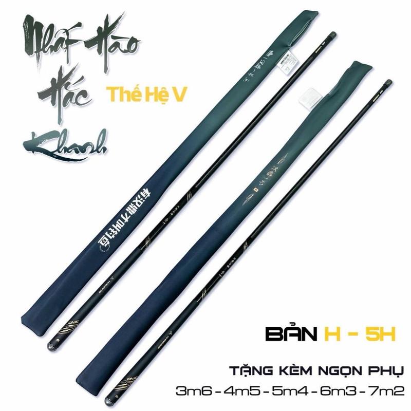 Cần câu tay Nhất Hào Hắc Khanh độ cứng 5H bản F1 đủ size 3m6-6m3 kèm ngọn phụ và túi vải đồ câu việt Pháp
