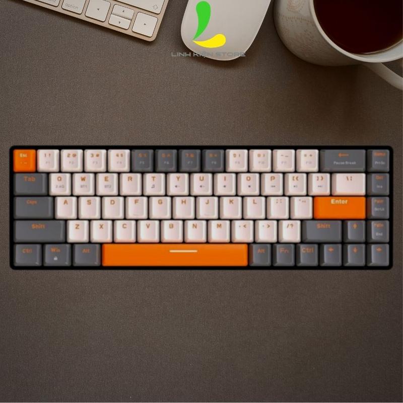 Bàn phím cơ ZIYOULANG K68 cao cấp - Phím cơ gaming 68 phím trục cơ kết nối bluetooth và USB, tuổi thọ 50 triệu lần bấm