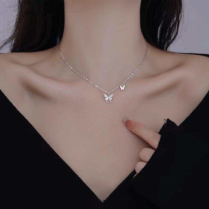 Vòng Cổ Bạc Sterling S925, Vòng Cổ Bướm Dát Đính, Dành Cho Phụ Nữ Và Trẻ Em Gái, Thiết Kế Đặc Biệt, Dây Chuyền Xương Đòn Thích Hợp Làm Quà Tặng Sinh Nhật Bạn Gái Và Bạn Gái 1