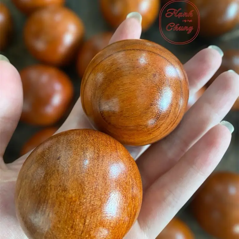 COMBO 2 quả bi lăn tay Mát xa Gỗ hương đỏ 5cm giúp chống mỏi toàn diện