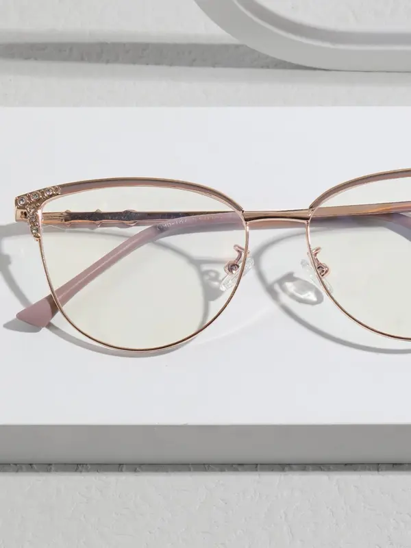 Unisex Anti-blue Light Cat Eye Rhinestone Design Frame Eyeglasses, Fashion Eyeglasses for Work, Daily Clothing Decor, Perfect for Student Daily Use 5
