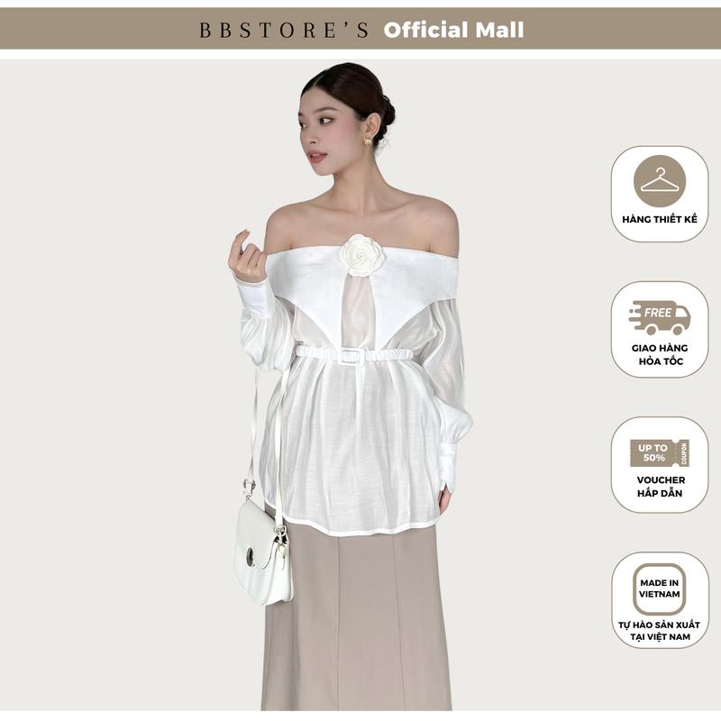 Áo Trễ Vai Nữ Baby Doll Kèm Belt Nịt không kèm tag hoa BBSTORE'S - A3662T