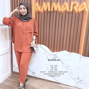 Kiana Plain - oneset crincle - setelan crinkle polos