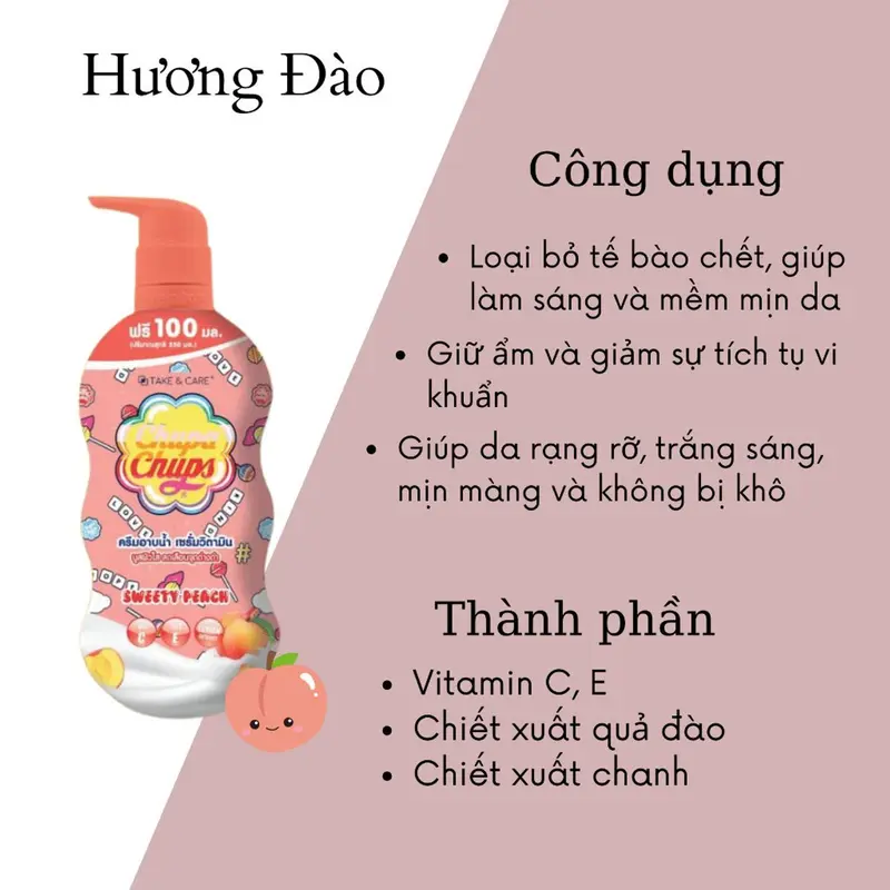 sưɑ~ tắm hương hoa quả Chupa Chups Thái Lan chai to 550ml hàng chính hãnġ 4