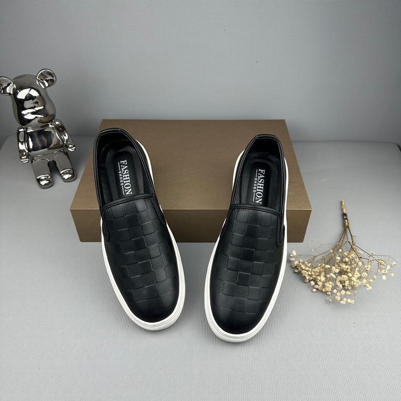 Giày lười SlipOn nam da xít nhám in vân 3D kẻ ô - đế cao su tăng chiều cao 3cm, có khâu đế sẵn 1