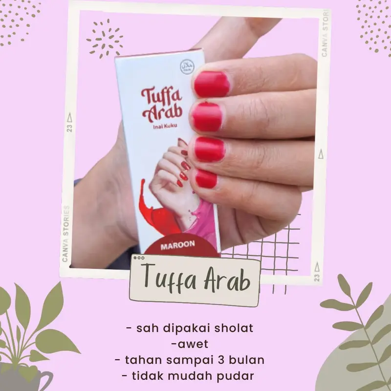 Henna TUFFA ARAB Warna Awet tahan lama sah buat Wudhu & Sholat Kuku Tangan Nail Art Polish Kutek 5
