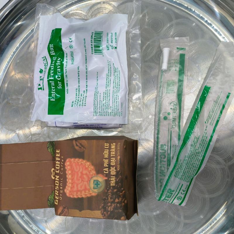 Combo cà phê hữu cơ thải độc đại tràng Gerson Coffee gói 500g và bộ túi truyền Cafe Enema 1