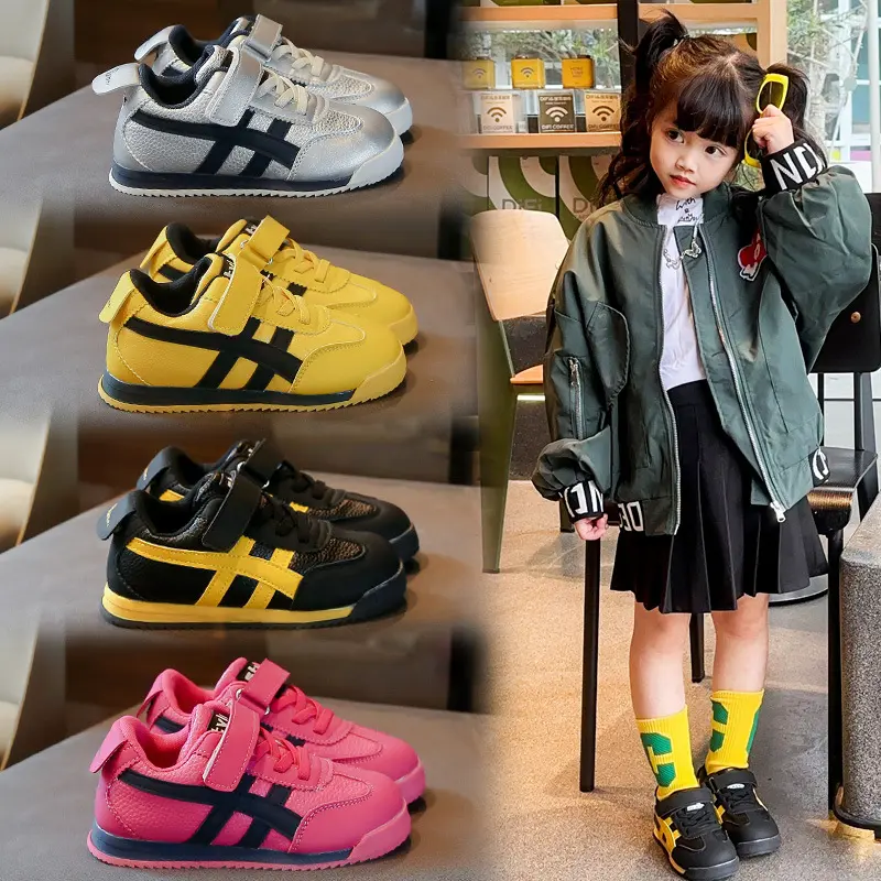Giày thể thao thời trang đẹp trai cho trẻ em Giày thể thao màu trơn phong cách Preppy thời trang mùa thu 2024 Giày thường ngày cho bé trai và bé gái lớn hơn